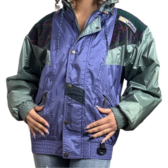 Vintage 80s 90s Orage Patchwork Multi Textured Full Zip Ski Jacket Small - Picture 8 of 15